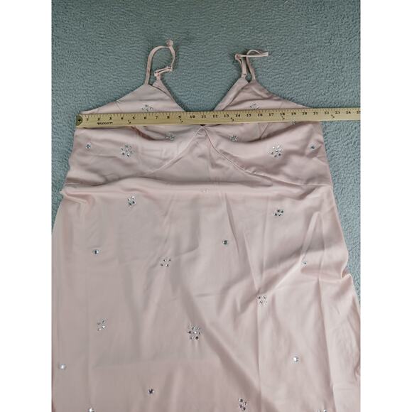 A New Day Dress Womens XXL 2XL Pink Maxi Slip Spaghetti Strap Jewel V Neck NWT - Picture 7 of 10